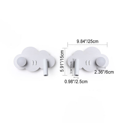 Contemporain Simplicité Aluminium Acrylique Forme de Nuage LED Applique Murale Rotative pour Chambre à Coucher 