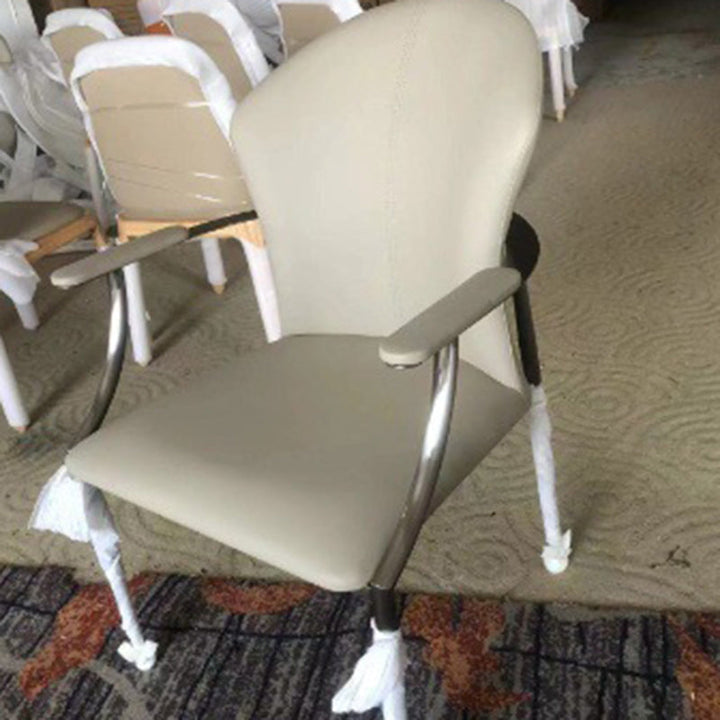 Moderne Einfachheit Mikrofaserleder Edelstahl Schwamm Quadrat Umwickelung Esszimmerstuhl Rückenlehne Armlehne Für Esszimmer 