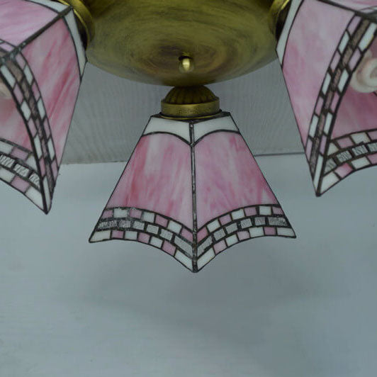 Éclairage semi-encastré à 3 lumières avec corne en verre teinté Tiffany Light Luxury 