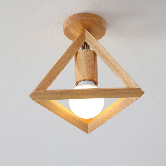 Japanischer minimalistischer hohler geometrischer Würfel 1-Licht Semi-Flush-Mount-Deckenleuchte 
