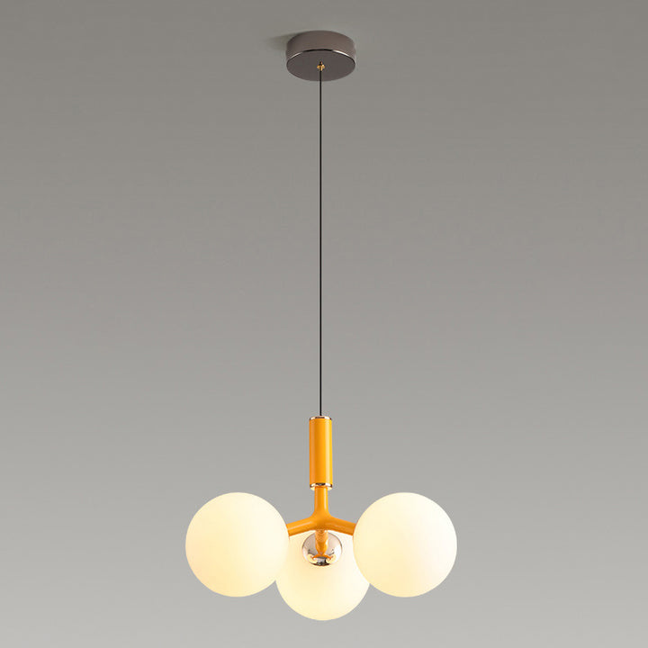 Zeitgenössischer nordischer Aluminium-Eisen-Glaskugel-Kronleuchter mit 3 Lichtern für Esszimmer 