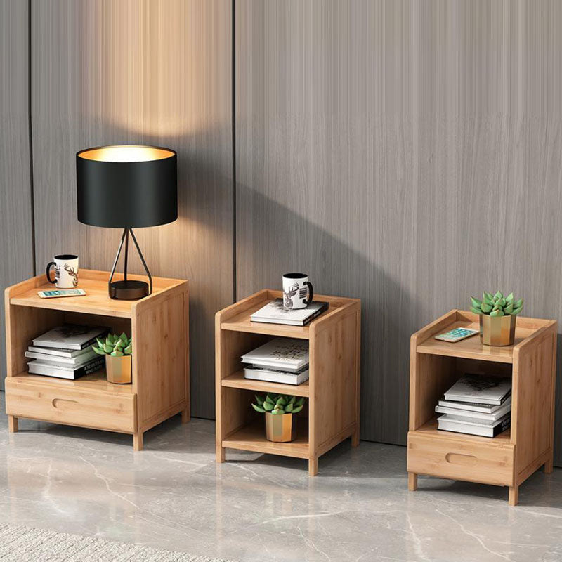 Table de chevet rectangulaire minimaliste moderne en bois massif avec 1/3 tiroir pour chambre 