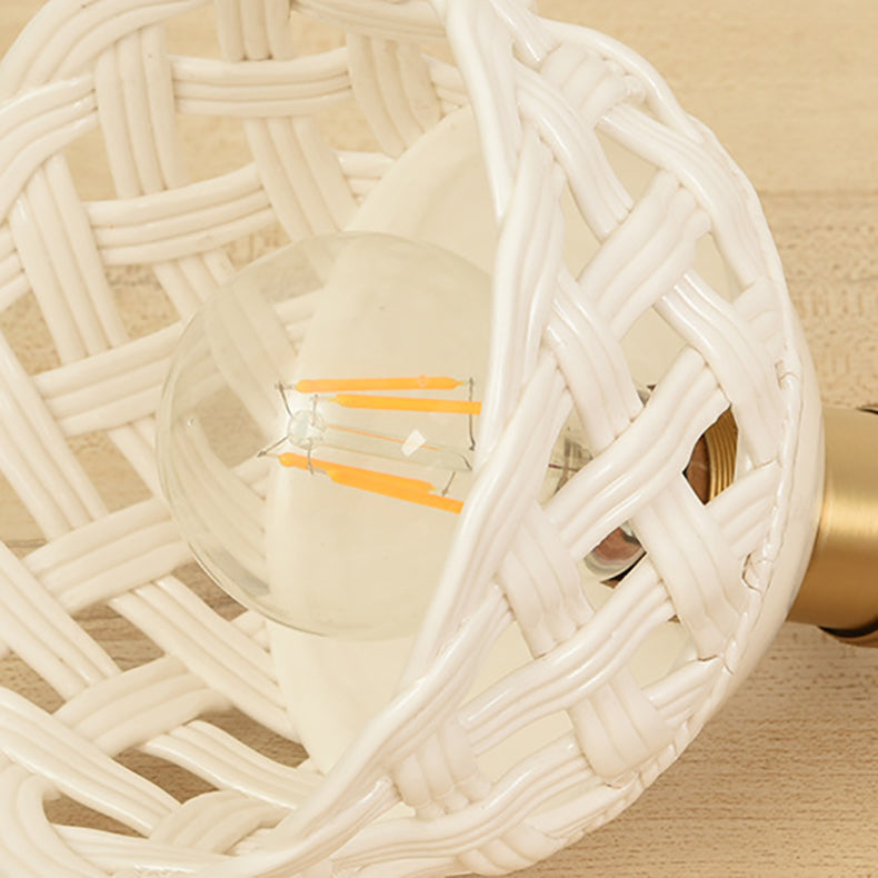 Suspension à 1 lumière pour salle à manger avec bol rond en fil de fer torsadé tressé en fer nordique contemporain 