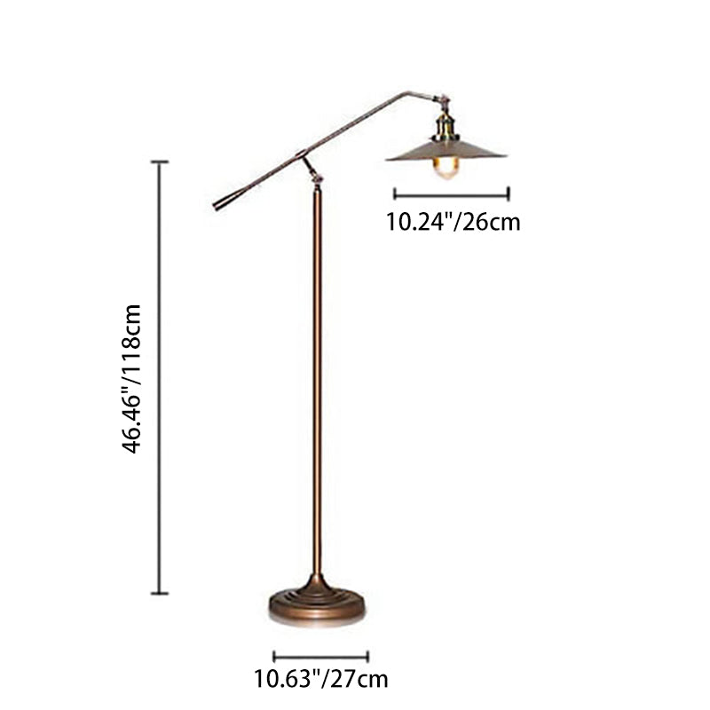Lámparas de pie con brazo articulado de 1 luz de bronce industrial 