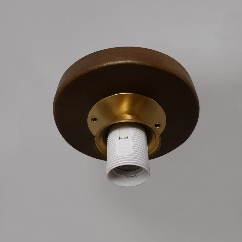 Modern Transitional Glass Cup Shape Solid Wood 1-Light Semi-Flush Mount Ceiling Light For Living Room