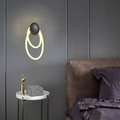 مصباح حائط LED بتصميم لولبي حجري عصري من الألياف البصرية المنسوجة الاسكندنافية الفاخرة لغرفة النوم 