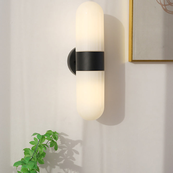 Moderne minimalistische Kapsel Eisen Glas 2-Licht Wandleuchte Lampe für Schlafzimmer 