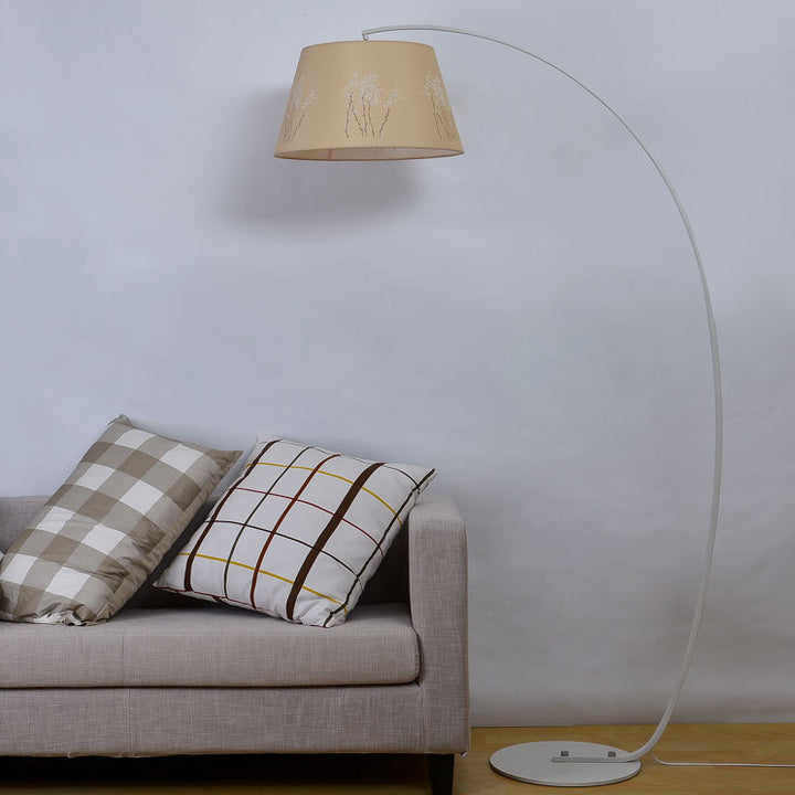 Lámpara de pie moderna de lujo ligero de hierro forjado con cilindro curvado de 1 luz 