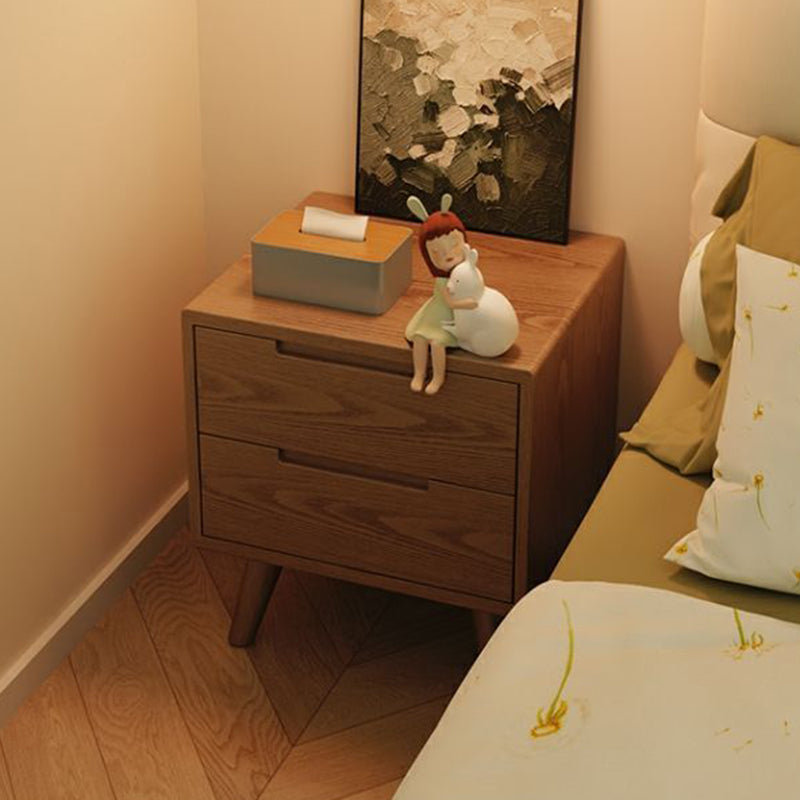 Table de nuit carrée en bois de caoutchouc moderne avec 1/2 tiroir pour chevet 
