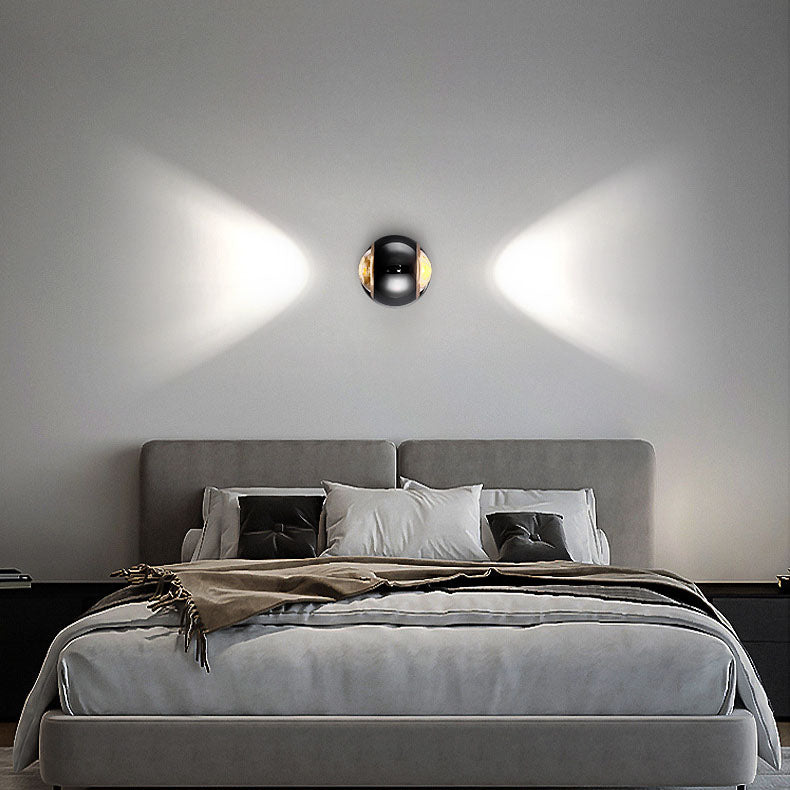 Contemporary Nordic Aluminum Semicircle Up And Down Luminous LED Spotlight Wall Sconce Lamp For Bedroom