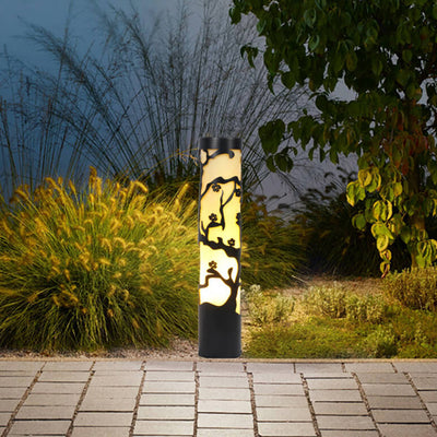 Chinese Solar Plum Cylindrical Galvanized Steel Imitation Lucite LED Lawn Outdoor Landscape Lighting