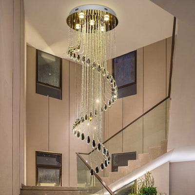 Modern Minimalist Round Line Stainless Steel Crystal 5-Light Chandelier For Living Room