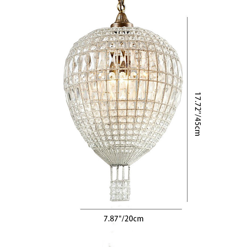 Candelabro Moderno de Hierro Cristal con Forma de Globo Aerostático Art Deco 1/3/6 Luces para Sala de Estar 