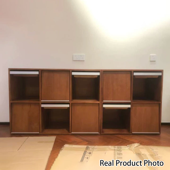 Traditional Vintage Rectangular Pine Wood Plywood Stainless Steel Storage Cabinet 4/6-Cabinet For Study
