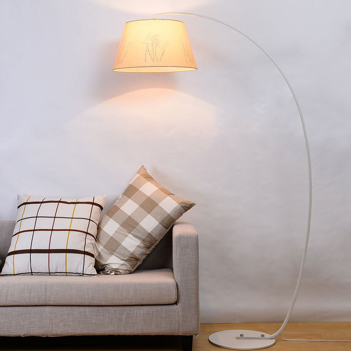 Lámpara de pie moderna de lujo ligero de hierro forjado con cilindro curvado de 1 luz 