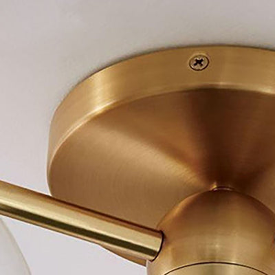 Zeitgenössische nordische Kugelzweig-Deckenleuchte aus Eisen und Kupferglas mit 3/6 Lichtern, halbbündige Deckenmontage für Wohnzimmer 