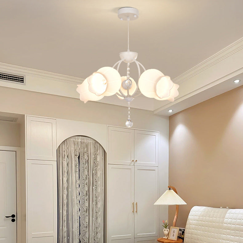 Modern Art Deco Crystal Glass Flower Shade 3/5-Light Chandelier For Living Room