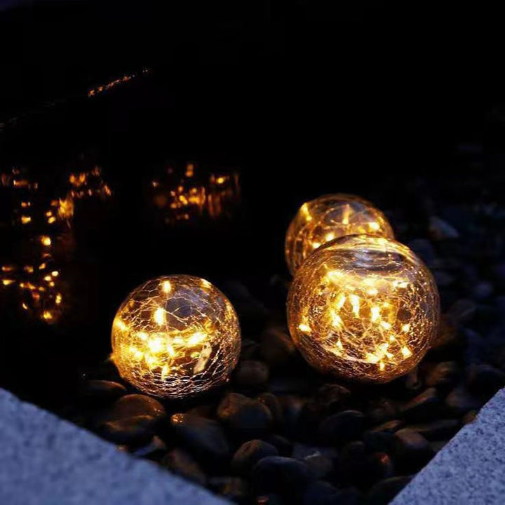 Éclairage paysager LED à énergie solaire étanche moderne Art Déco avec boule en verre et fil de cuivre en plastique pour jardin 
