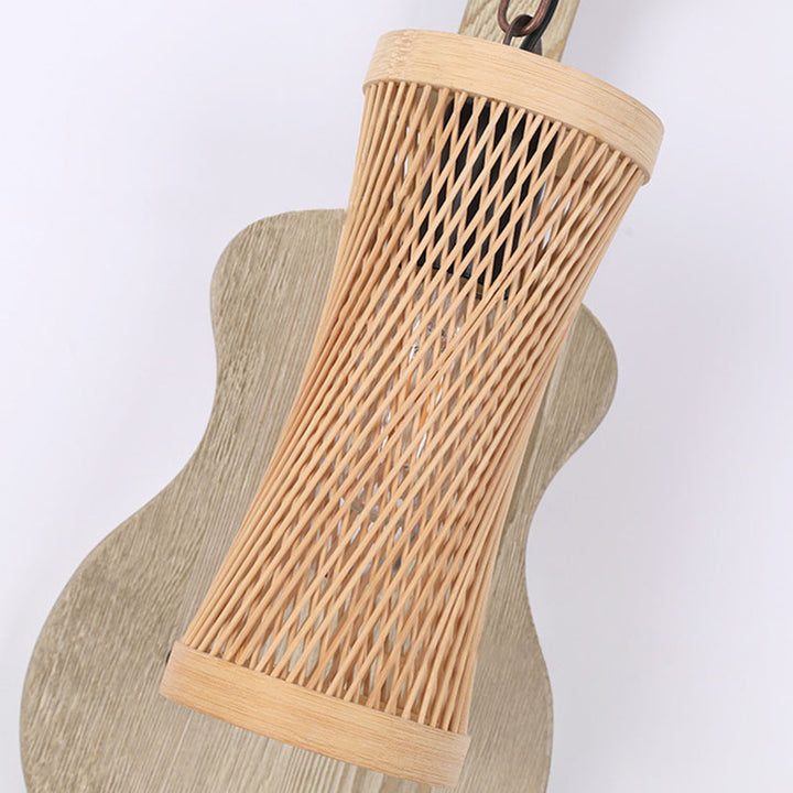 Contemporary Creative Wooden Violin Cylinder Shade 1-Light Wall Sconce Lamp For Dining Room