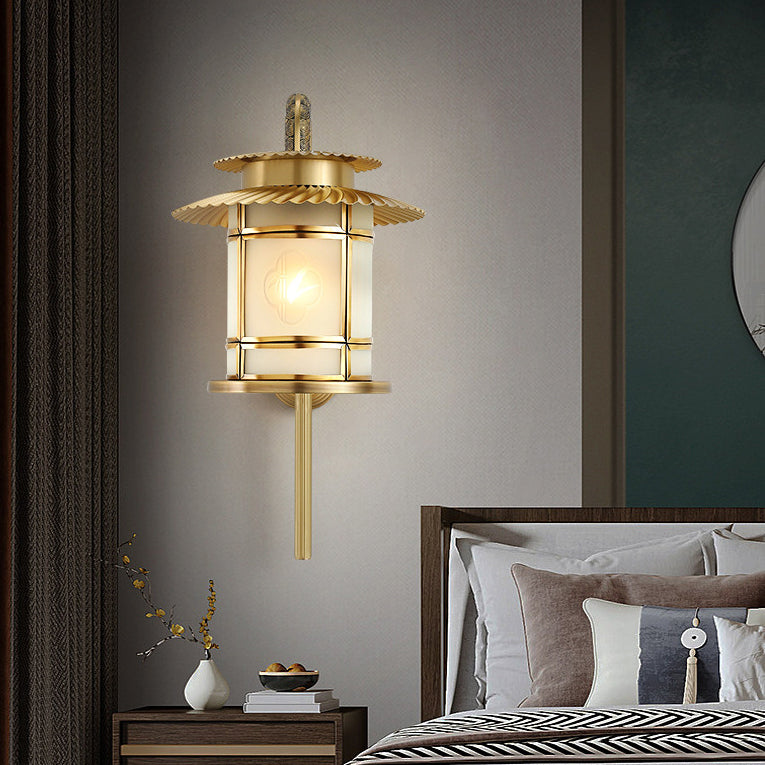 Traditionelle chinesische Kupferlaternen-Design 1-flammige Wandleuchte für den Flur 