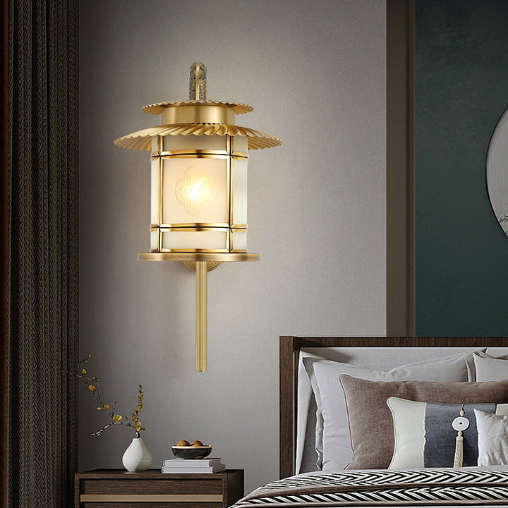 Traditionelle chinesische Kupferlaternen-Design 1-flammige Wandleuchte für den Flur 