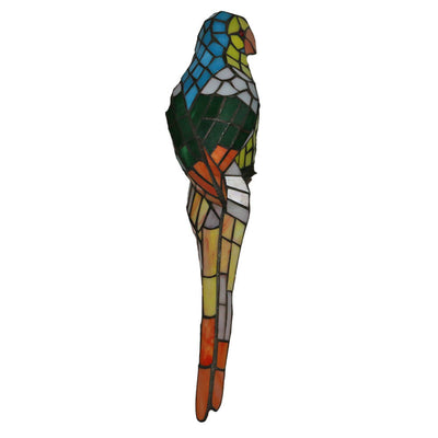 Tiffany Pastoral Double-Headed Parrot Stained Glass 2-Light Wall Sconce Lamp