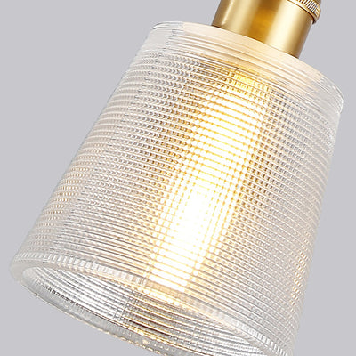 Moderner minimalistischer zylindrischer trapezförmiger Messingglas-Kronleuchter mit 1/2/3 Lichtern für das Esszimmer 