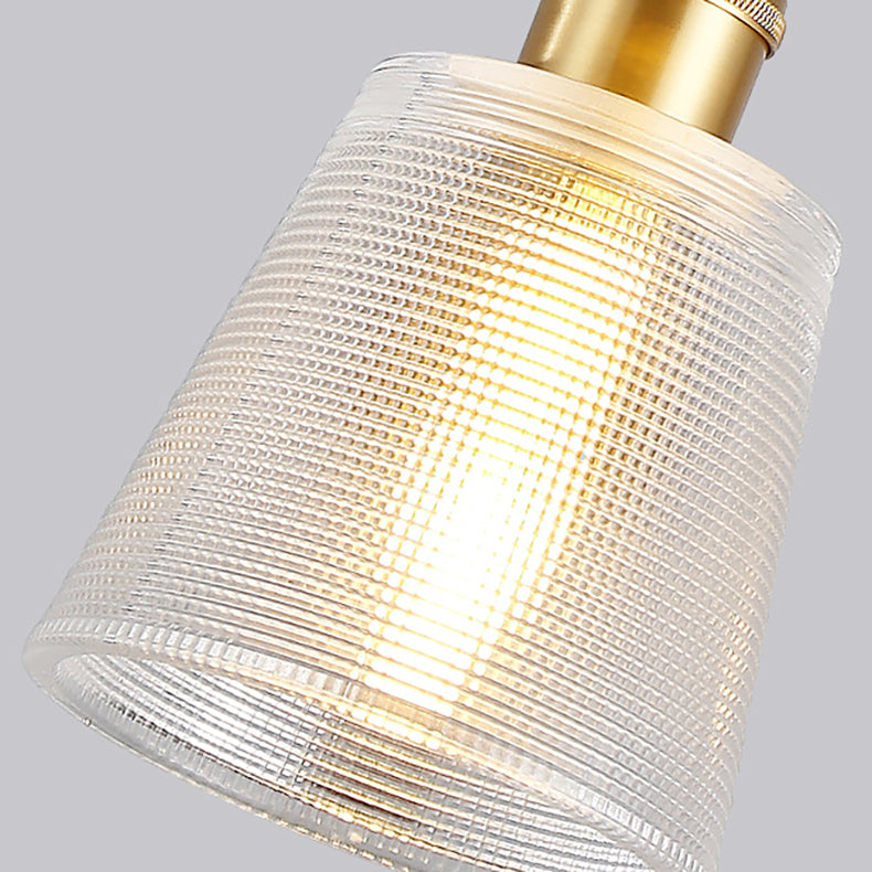 Moderner minimalistischer zylindrischer trapezförmiger Messingglas-Kronleuchter mit 1/2/3 Lichtern für das Esszimmer 