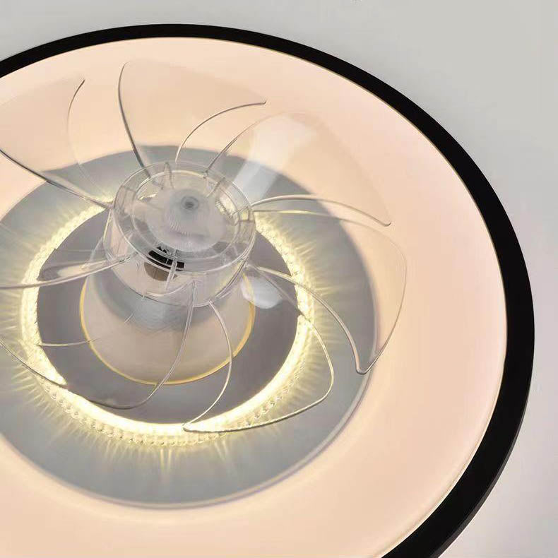 Moderner minimalistischer runder Hardware-LED-Deckenventilator mit Deckenleuchte für das Wohnzimmer 