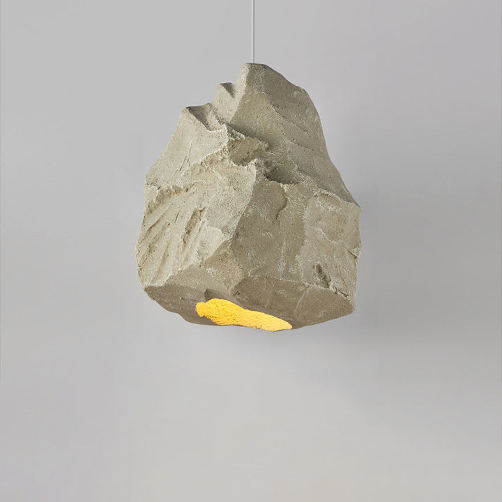 Contemporary Scandinavian Faux Rock Geometric Handmade Sculpture 1-Light Pendant Light For Dining Room