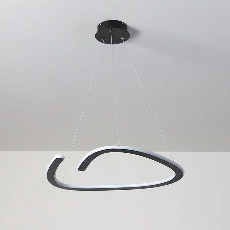 Moderne minimalistische Eisen Silica Runde Streifen LED Kronleuchter für Esszimmer 