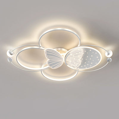 Luz de techo LED empotrada de hierro acrílico creativa contemporánea con mariposa para dormitorio 