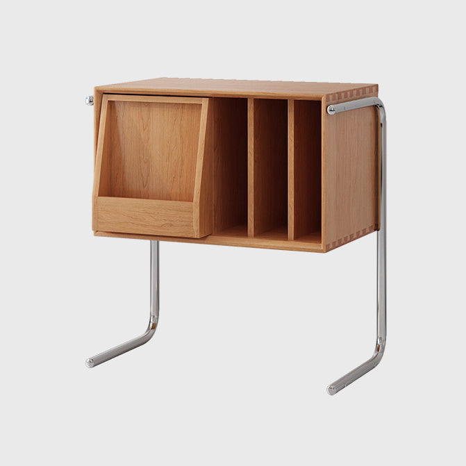 Contemporary Nordic Rectangular Pine Wood Plywood Stainless Steel End Table 2-Tier For Living Room