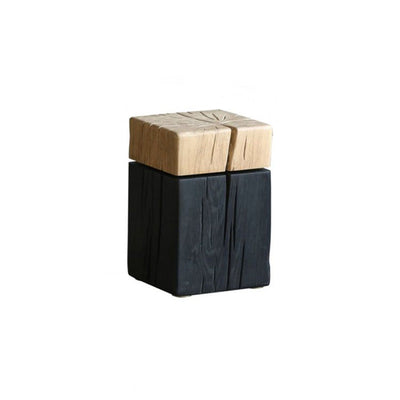Table d'appoint en bois massif au design cuboïde japonais contemporain pour salon 