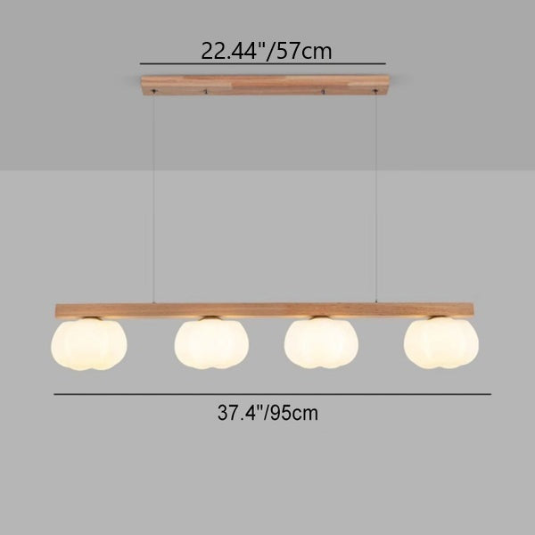 Lámpara de araña contemporánea nórdica de forma lineal de algodón de tira larga de madera PE de 3/4 luces para comedor 