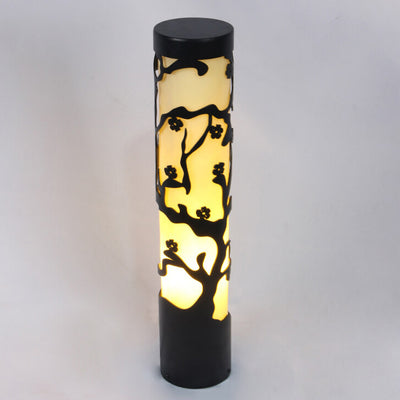 Chinese Solar Plum Cylindrical Galvanized Steel Imitation Lucite LED Lawn Outdoor Landscape Lighting