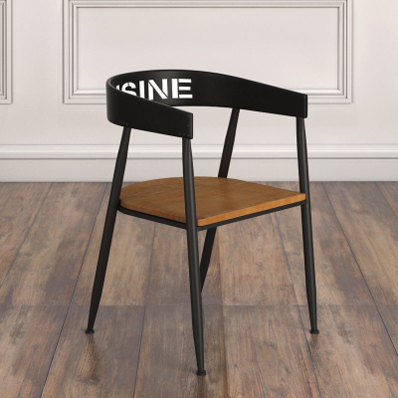 Silla de comedor contemporánea nórdica con estructura de hierro redonda y tapizada en cuero sintético con respaldo y reposabrazos para comedor 