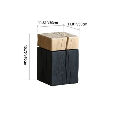 Table d'appoint en bois massif au design cuboïde japonais contemporain pour salon 
