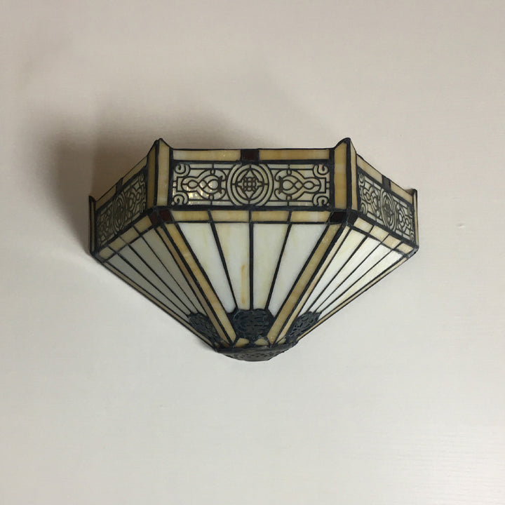 Applique Murale à 1 Lumière en Verre Alliage Tiffany Traditionnel avec Fleur Semi-circulaire et Libellule pour Couloir 