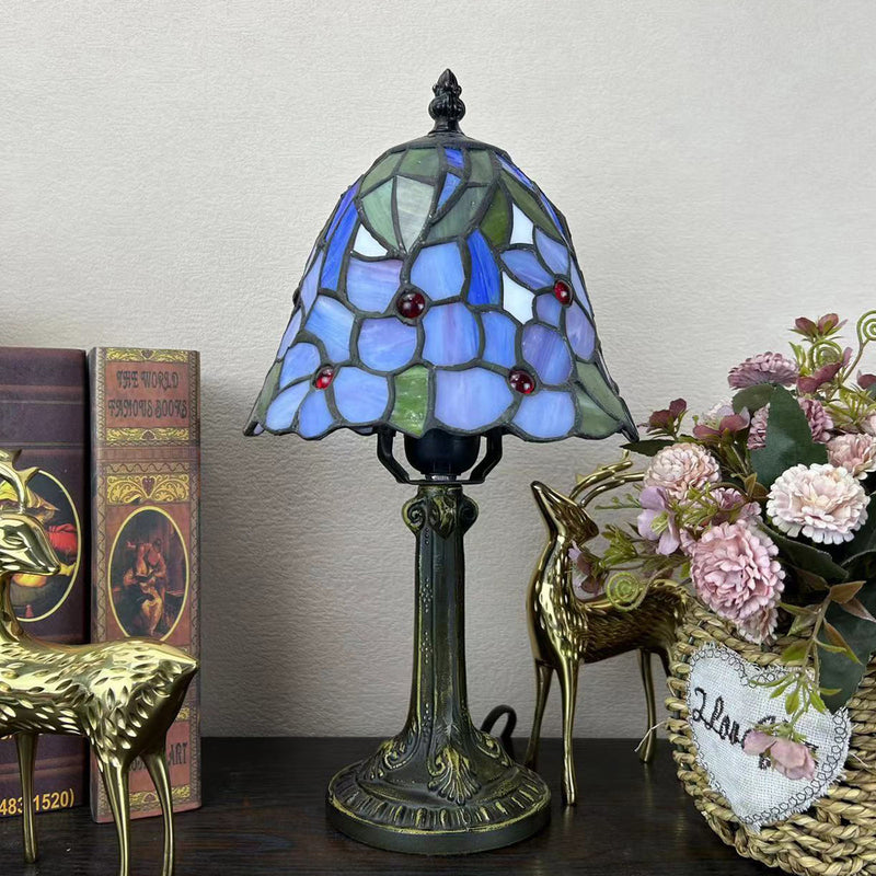 Traditionelle Tiffany Legierung Glas Dome Blume 1-Licht Tischlampe für Nachttisch 