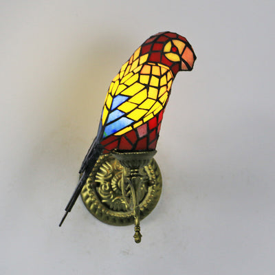 Tiffany Vintage Parrot Stained Glass 1-Light Wall Sconce Lamp