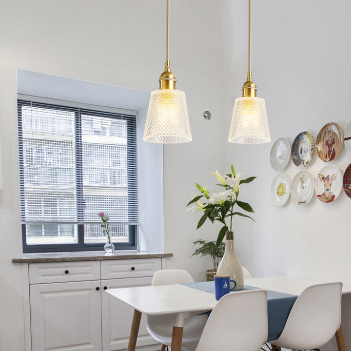 Lustre moderne minimaliste cylindrique trapézoïdal en laiton et verre 1/2/3 lumières pour salle à manger 