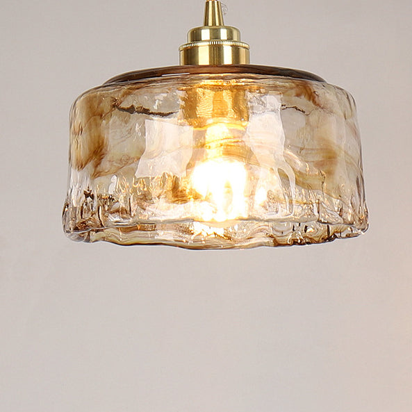 Vintage Amber Glas 1-Licht Pendelleuchte 