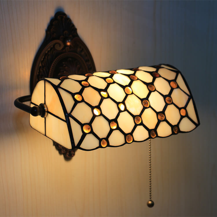 Tiffany Lucite Beads Stained Glass 1-Light Wall Sconce Lamp