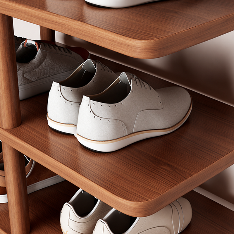 Rangement à chaussures rectangulaire contemporain rétro en MDF et bois massif, 5/6/7/8 niveaux, pour entrée 