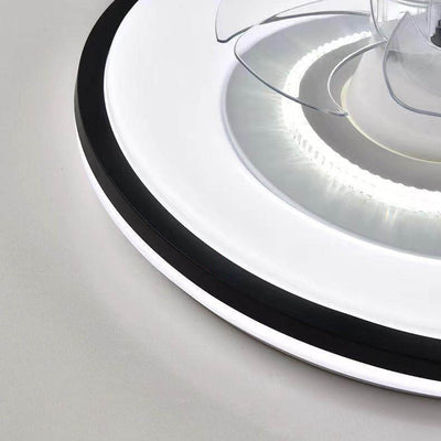 Modern Minimalist Round Hardware LED Flush Mount Ceiling Fan Light For Living Room