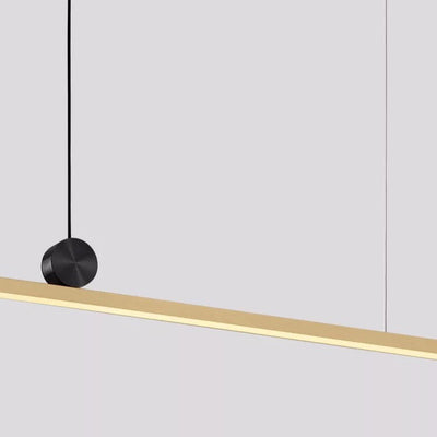 Lustre Contemporain en Cuivre Complet avec Ligne Droite en Acrylique et LED pour Îlot Luminaire Suspendu pour Salon 