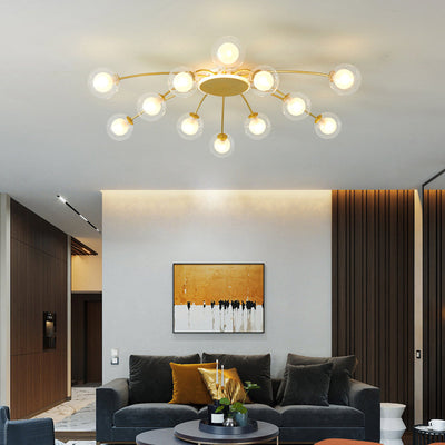 Moderne Luxus Runde Kugel Eisen Glas 10/12/16 Licht Semi-Flush Mount Deckenleuchte für Wohnzimmer 