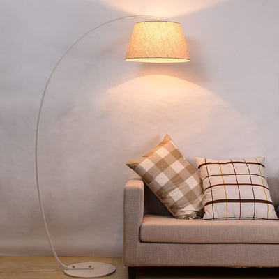 Modern Light Luxury Wrought Iron Curved Cylinder 1-Light Standing Floor Lamp