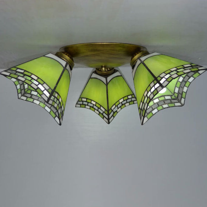 Éclairage semi-encastré à 3 lumières avec corne en verre teinté Tiffany Light Luxury 